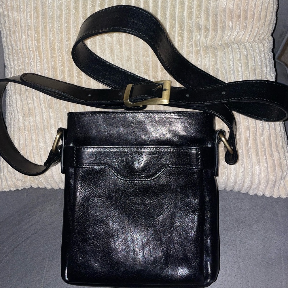 Black Italian Leather Crossbody Bag